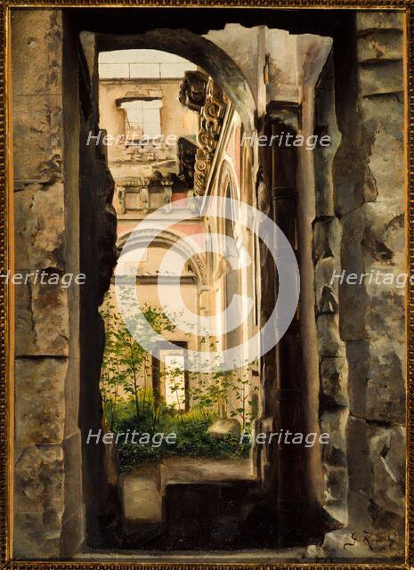 Interior view of ruins of the old Court of Auditors, Quai d'Orsay, c1888. Creator: Georges Rouard.