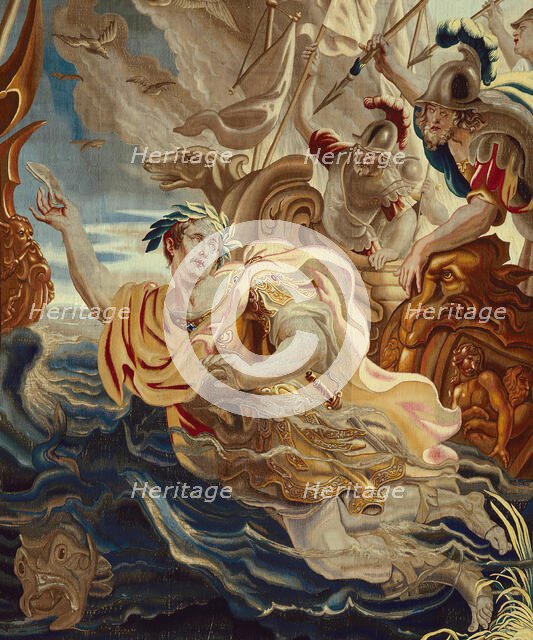 Caesar Throws Himself into the Sea from The Story of Caesar and Cleopatra, Flanders, c. 1680. Creator: Willem van Leefdael.