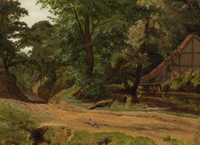 A road and a building in a landscape, 1855. Creator: Werner Holmberg.