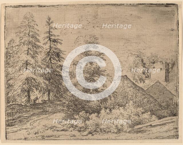 Man between Two Fir Trees, probably c. 1645/1656. Creator: Allart van Everdingen.