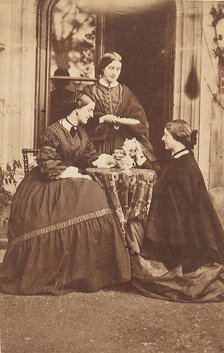 Three Women at Tea, 1860s. Creator: Unknown.