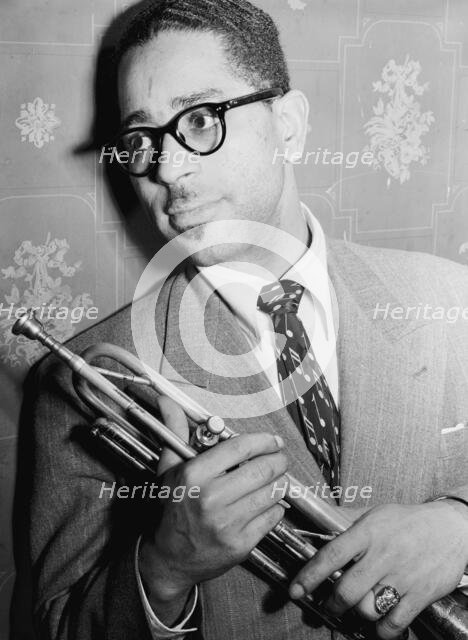 Portrait of Dizzy Gillespie, Famous Door, New York, N.Y., ca. June 1946. Creator: William Paul Gottlieb.