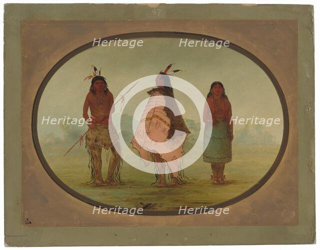 Two Apachee Warriors and a Woman, 1855/1869. Creator: George Catlin.