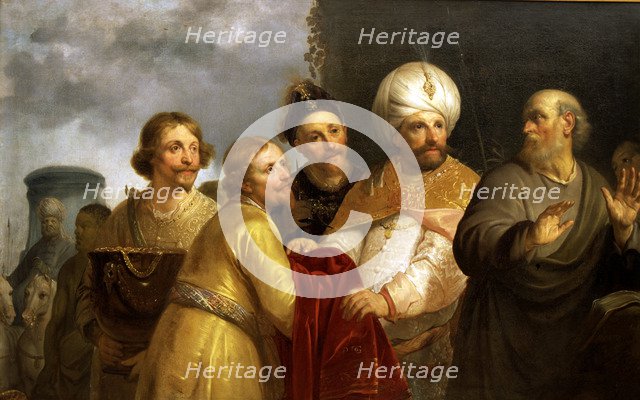  'The prophet Elisha rejecting the presents of Namon', oil, 1637 by Pieter Grebber.