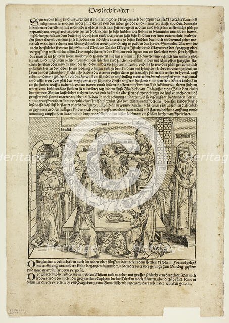 The Martyrdom of Saint Simon of Trent from Schedel Weltchronik (Schedel’s World..., 1929. Creator: Michael Wolgemut.