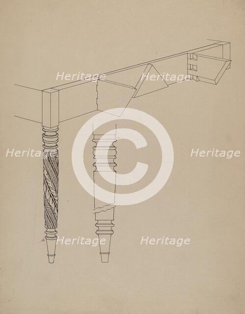 Details of Dining Room Table, c. 1936. Creator: Howard Weld.