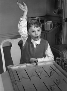 Crown Prince Carl Gustaf and his toys, Haga Castle, Sweden, April 1955. Artist: Unknown