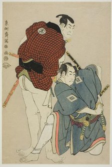 The actors Ichikawa Omezo I (R) as Tomita Hyotaro and Otani Oniji III (L) as Kawashima..., 1794. Creator: Tôshûsai Sharaku.