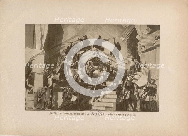 Scene from the play Romeo and Juliet by W. Shakespeare in the Moscow Kamerny Theatre, 1921. Creator: Anonymous.