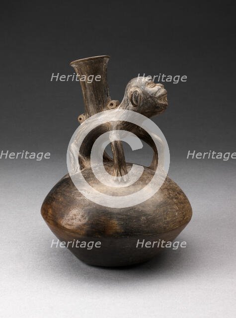 Single-Spout Vessel with a Monkey Standing on Top, A.D. 1200/1470. Creator: Unknown.