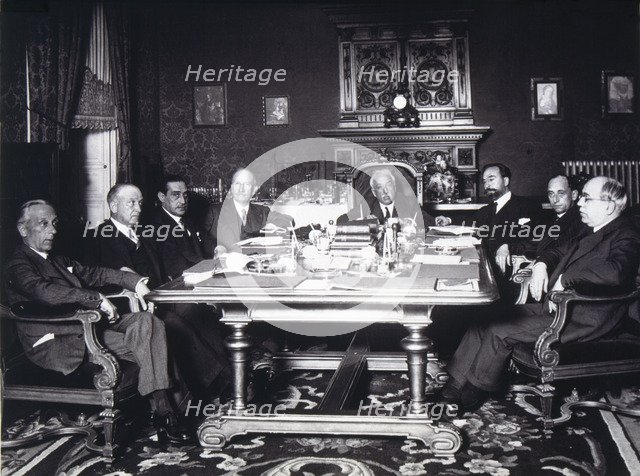 Meeting of the Council of Ministers, 1931, chaired by Niceto Alcalá Zamora (1877-1949), president…
