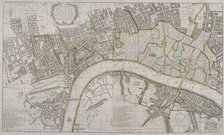 Map of Westminster, the City of London, Southwark and surrounding areas, 1739. Artist: Sutton Nicholls