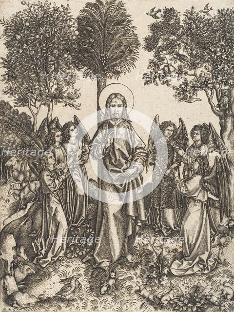 Christ in the Wilderness Served by Angels, ca. 1480-90. Creator: Master of the Catherine wheel.