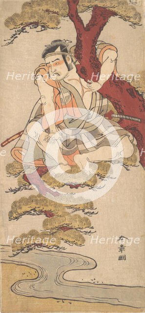 The Actor Otani Hiroemon III Watching from the Branches of a Pine Tree..., ca. 1775. Creators: Shunsho, Otani Hiroemon.