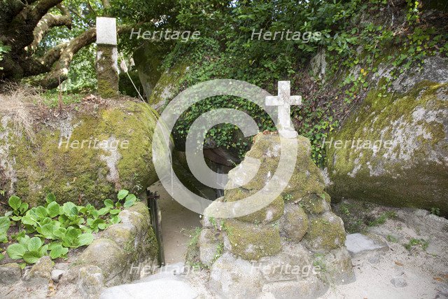 Burial mounds in the garden of Capuchos Convent, Sintra, Portugal, 2009. Artist: Samuel Magal