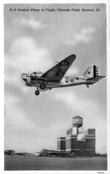 Douglas B-18 bomber in flight, Chanute Airfield, Rantoul, Illinois, USA, 1940. Artist: Unknown