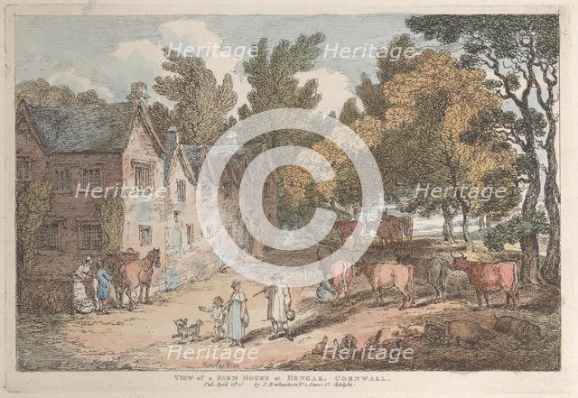 View of a Farm House at Hengar, Cornwall, from "Views in Cornwall", April 12, 1812., April 12, 1812. Creator: Thomas Rowlandson.