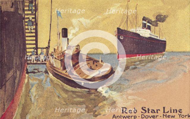 Red Star Line passenger ship and tender, c1900. Creator: Unknown.