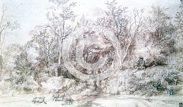 'Landscape with Person Playing Flute', c1627-1674. Artist: Jan Lievens