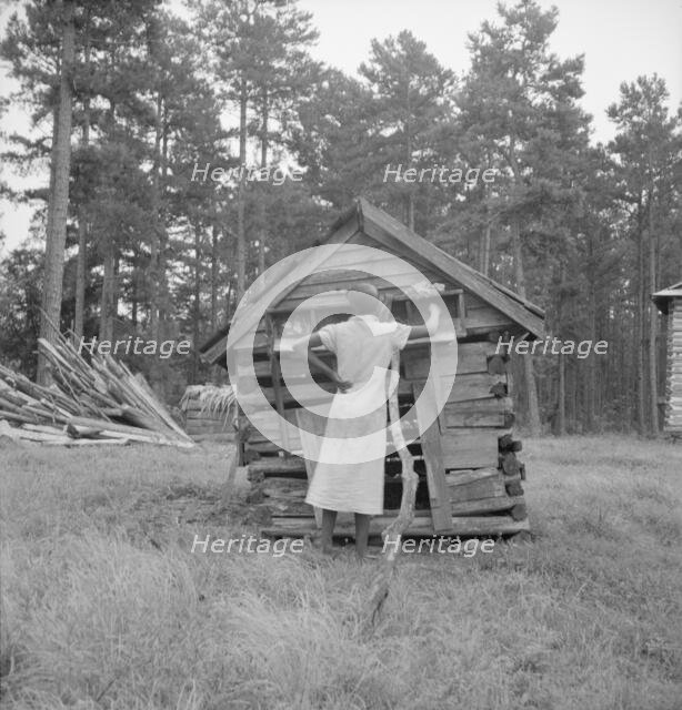 Tobacco sharecropper's daughter getting eggs..., Person County, North Carolina, 1939. Creator: Dorothea Lange.
