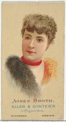Agnes Booth, from World's Beauties, Series 2 (N27) for Allen & Ginter Cigarettes, 1888., 1888. Creator: Allen & Ginter.