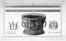 Depiction of a mortar from the Apothecaries' Hall, including inscription, 1789.     Artist: Anon