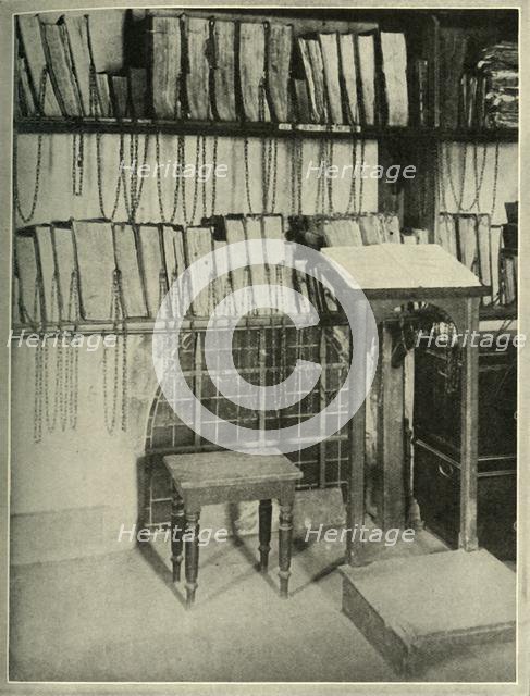 'The Chained Library of the Minister Church at Wimborne, in Dorset', c1948. Creator: Unknown.