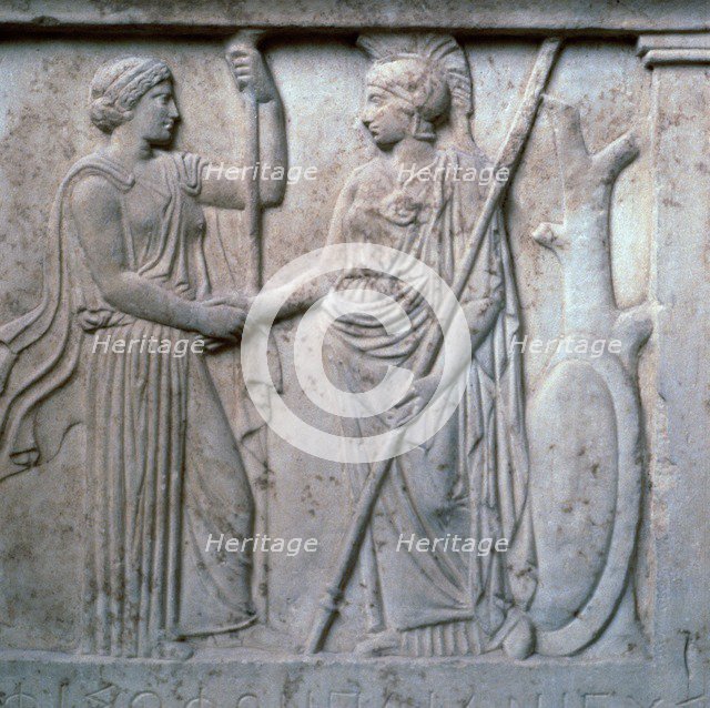 Relief of Hera and Athena clasping hands, 5th century BC. Artist: Unknown