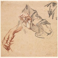 Study of Hands (recto); Sketch of a Hand (verso), 1700s. Creator: Pierre Lenfant (French, 1704-1787).