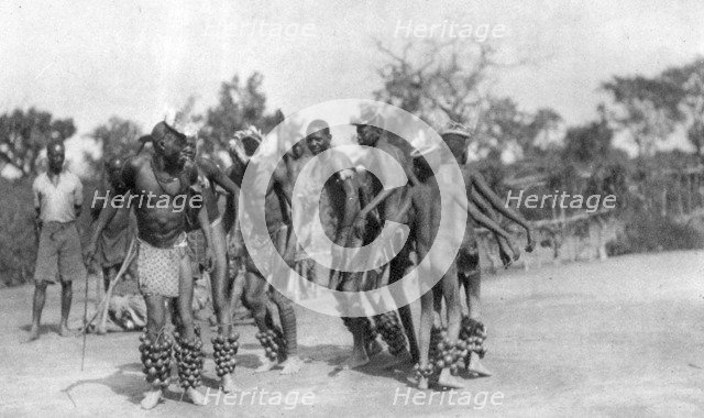 Ugandan dancers, Dodoma to Mongalla, Uganda, 1925 (1927). Artist: Thomas A Glover