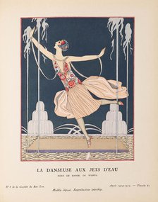 La Danseuse aux jets d'eau. Robe de danse, de Worth (La Gazette du Bon ton), 1925. Creator: Barbier, George (1882-1932).