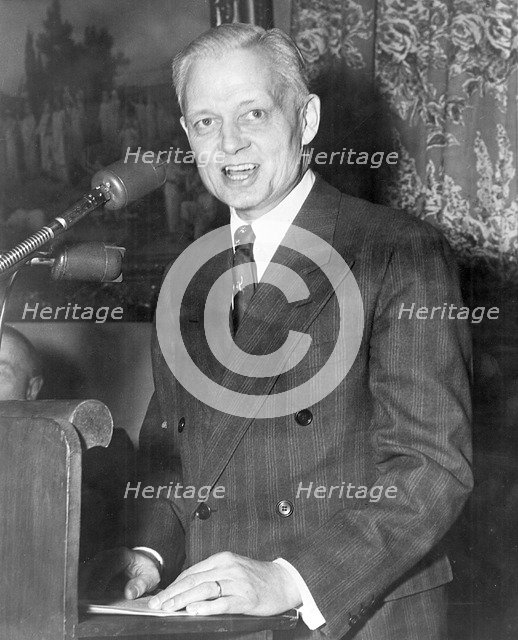 Sherman Adams (1899-1986), American politician delivering a speech. Artist: Unknown