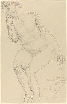Seated Female Nude Leaning to the Left, 1908. Creator: Auguste Rodin.