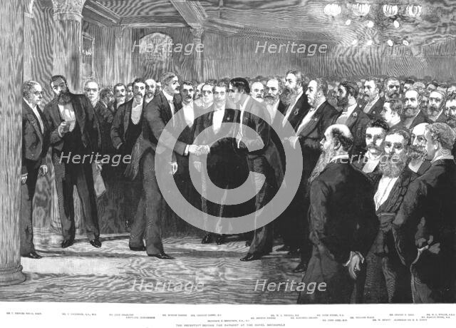 ''The Coming of Age of "The Graphic"; The Reception before the Banquet at the Hotel Metropole', 1890 Creator: Unknown.