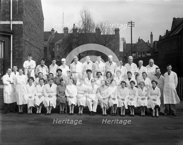 Staff from Schonhut's butchery factory, Rawmarsh, South Yorkshire, 1955. Artist: Michael Walters