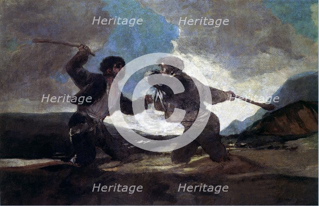 Duel with sticks', oil by Francisco de Goya.