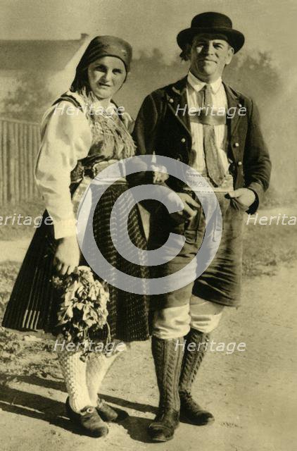 Newlyweds in traditional costume, Carinthia, Austria, c1935.  Creator: Unknown.