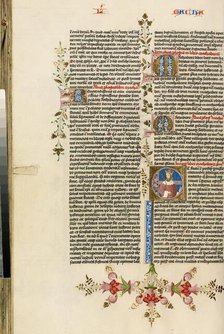 Initial E: A King with a Scepter; Bible, about 1450. Creator: Circle of Stefan Lochner.