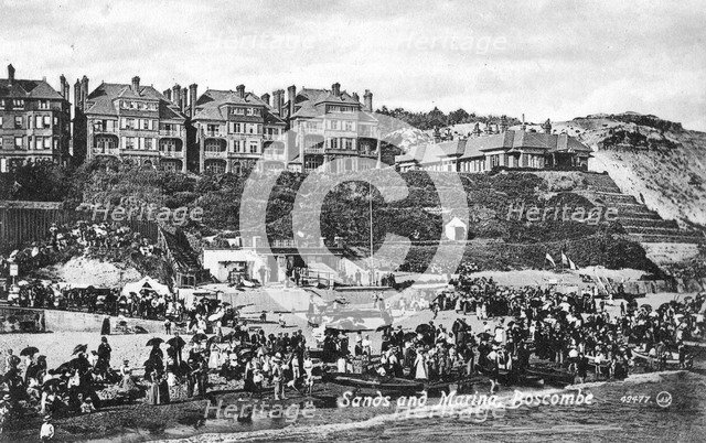 Sands and marina, Boscombe, Bournemouth, Dorset, early 20th century(?). Artist: Unknown