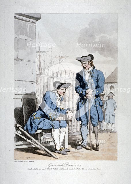 'Greenwich Pensioners', 1808. Artist: John Augustus Atkinson