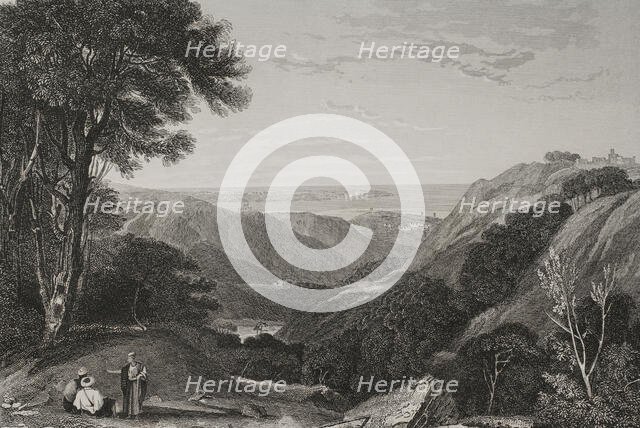 Panoramic view of Mount Lebanon, 1840. Creator: Charles Nicolas Ransonnette.