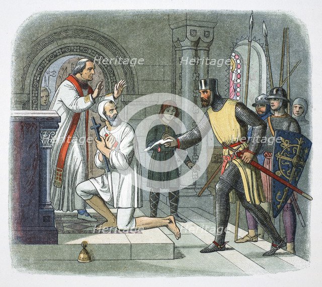 Hubert de Burgh taken from sanctuary at Boisars, France, 1232 (1864). Artist: James William Edmund Doyle