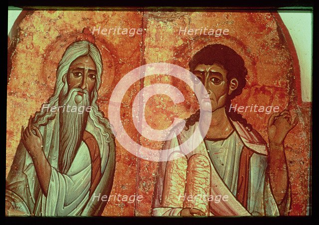 Wall Paintings of St. Catherine's Monastery in Sinai, God and Moses with the Tablets.