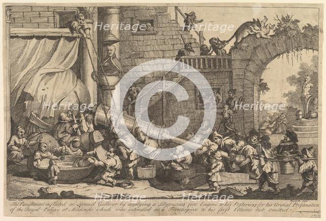 The Punishment Inflicted on Lemuel Gulliver, December 1726. Creator: William Hogarth.