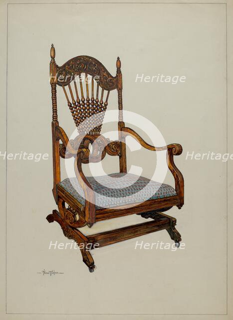 Carved Oak Chair, c. 1937. Creator: Florence Truelson.