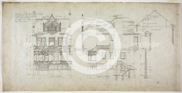 David Lewinsohn House, Chicago, Illinois, North and South Elevations, 1898. Creator: Frederick Louis Foltz.