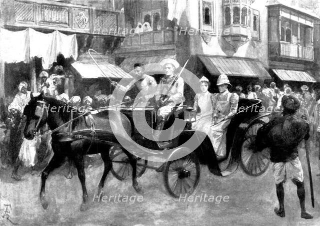 The Indian Frontier Rising: the Bombay Riots: removing nurses...to a place of safety, 1898. Creator: Unknown.