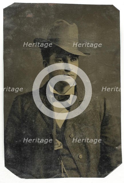 Untitled (Portrait of Man with Hat), 1850/99. Creator: Unknown.