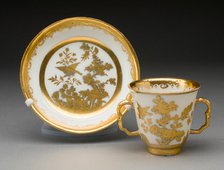 Two-handled Cup and Saucer, Meissen, 1720/25. Creator: Meissen Porcelain.