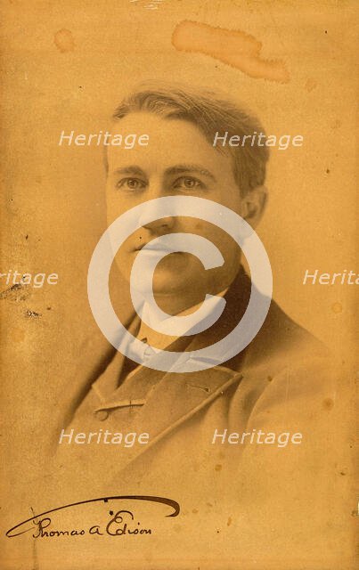 Portrait of Thomas Alva Edison (1847-1931), before 1900. Creator: Falk Studios, New York  .
